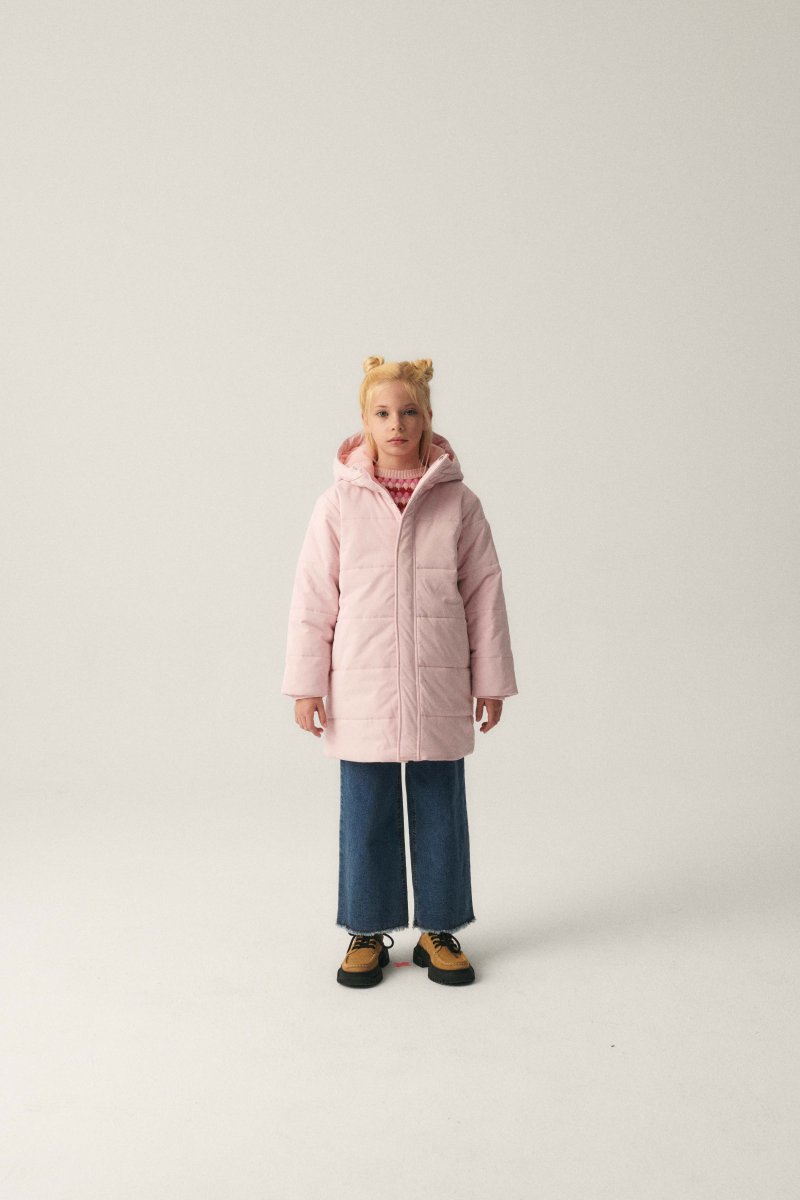 Abrigo unisex plumífero midi con capucha rosa - Imagen 6