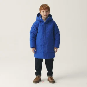 Abrigo unisex plumífero midi con capucha azul