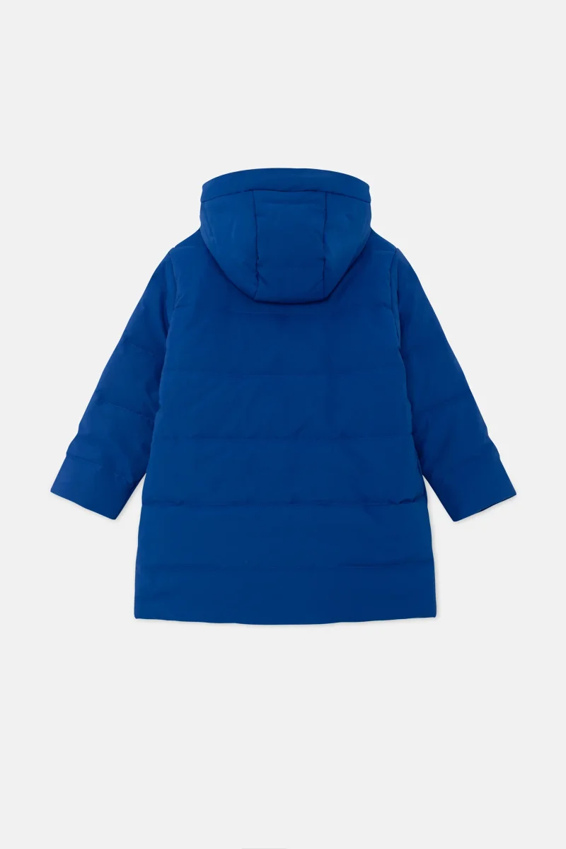 Abrigo unisex plumífero midi con capucha azul - Imagen 9