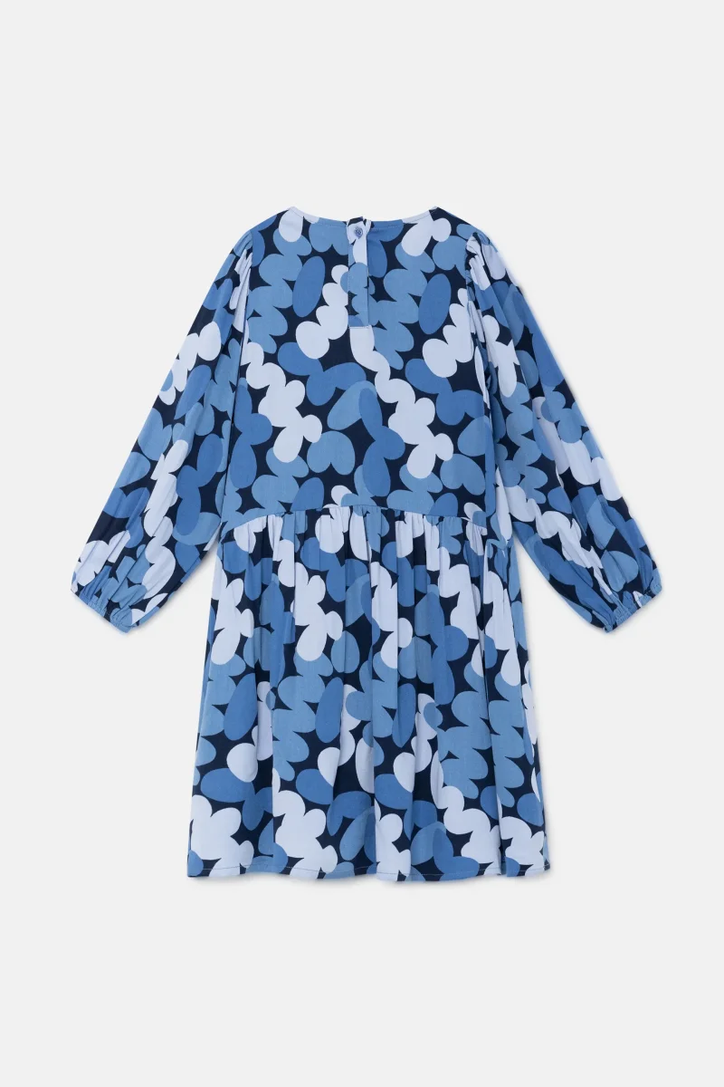 Vestido corto camisero de niña con estampado abstracto azul - Imagen 6