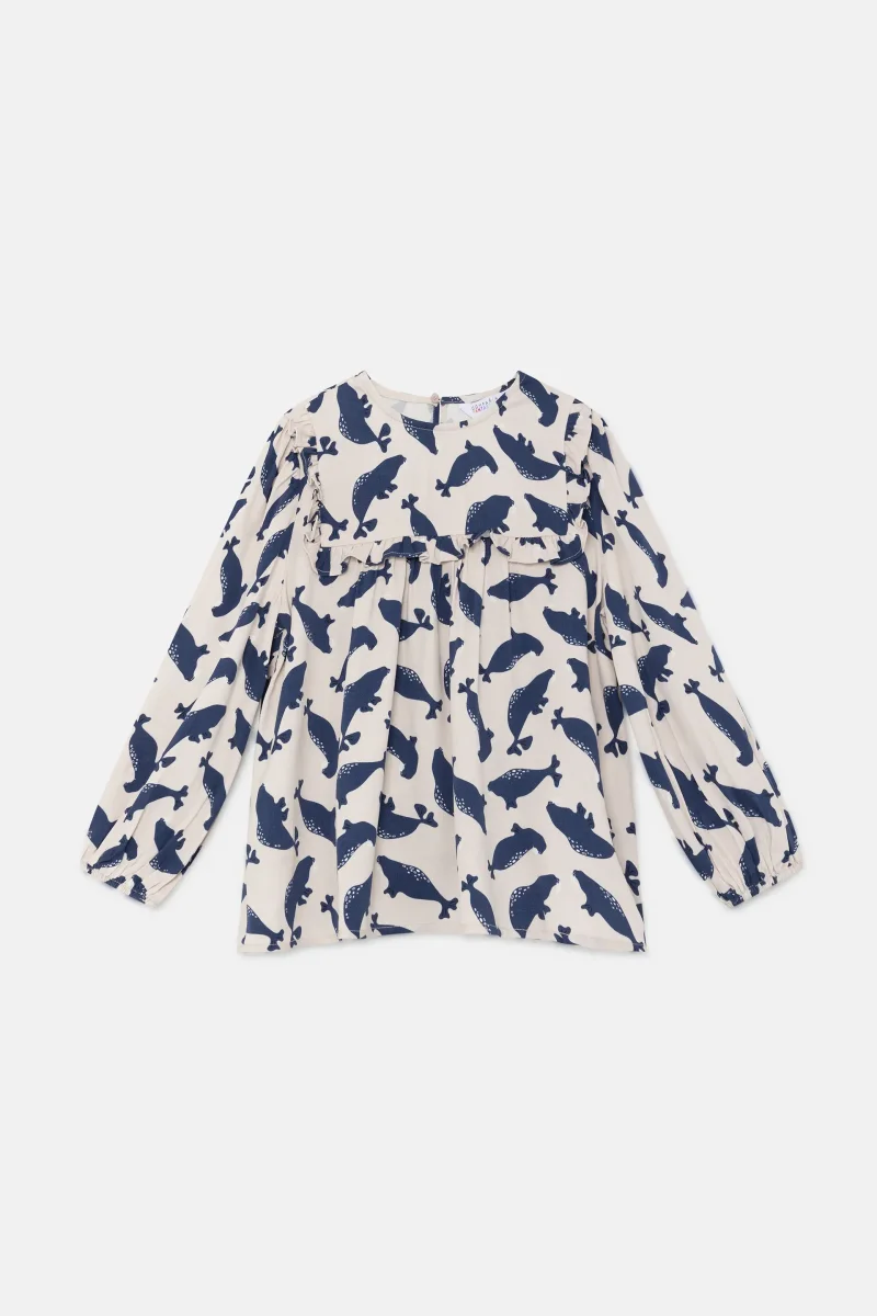 Top de niña con volantes y estampado de focas - Imagen 3