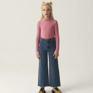 Top de niña con cuello alto rosa