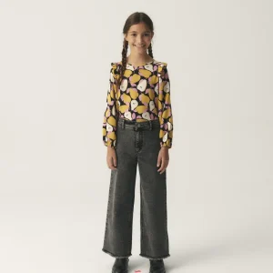 Jeans largos de niña rectos negros