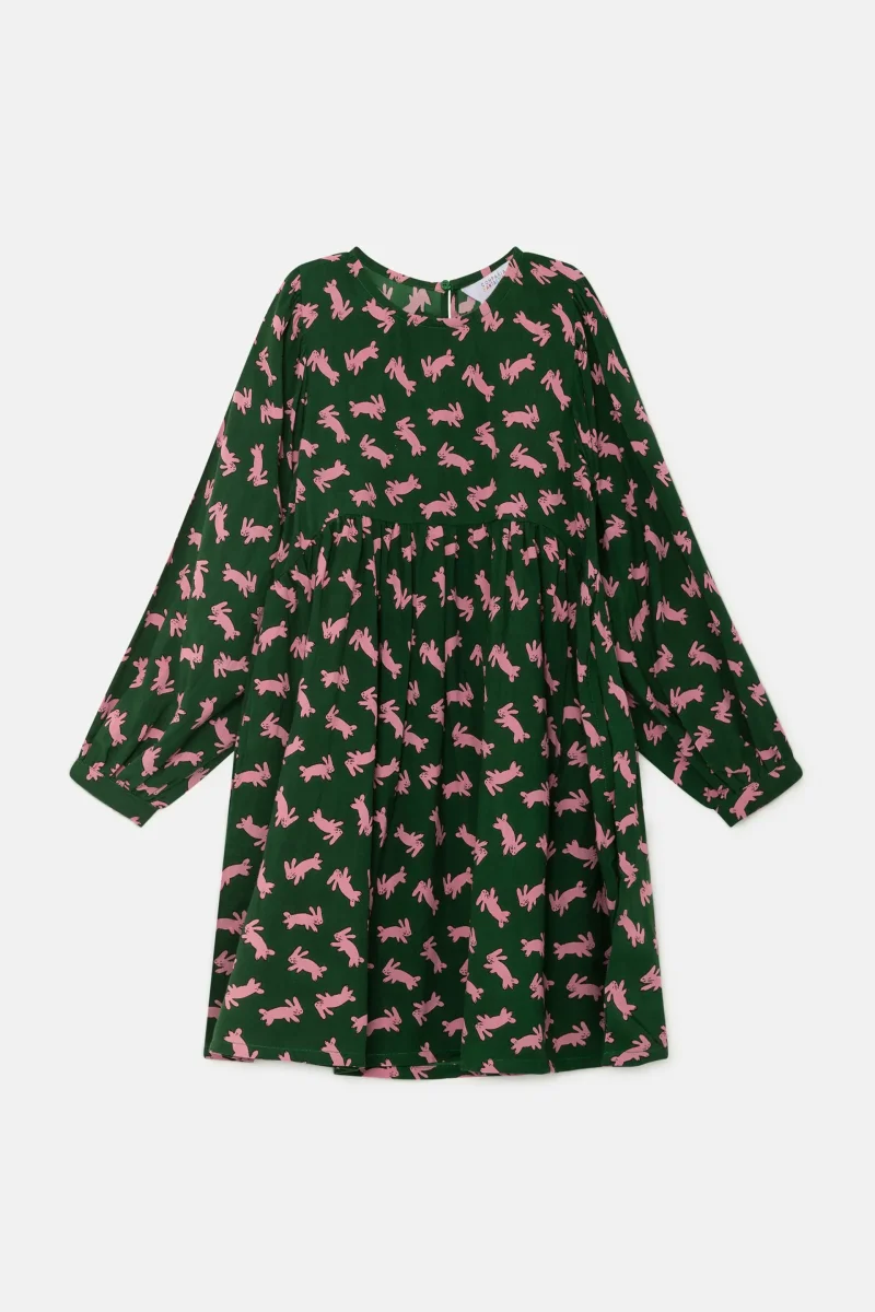 Vestido corto de niña con estampado de conejos - Imagen 3