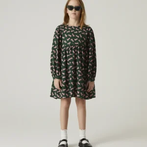 Vestido corto de niña con estampado de conejos