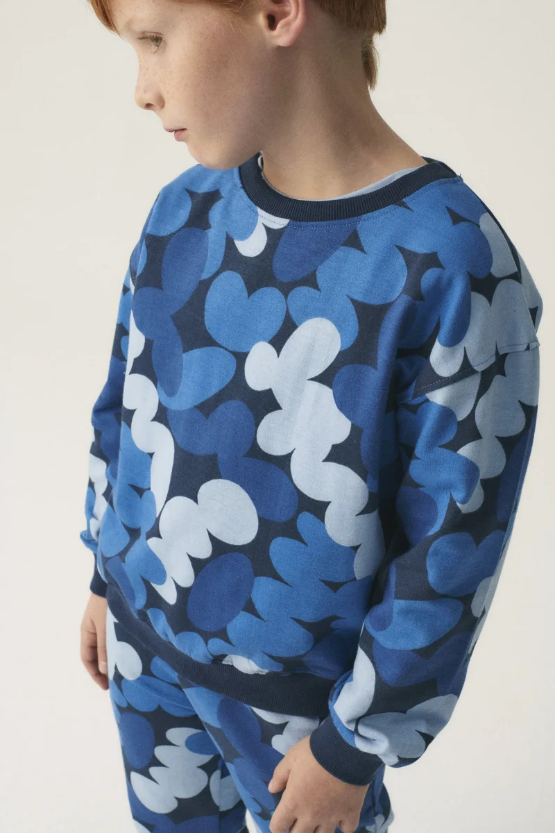 Sudadera unisex de felpa con estampado abstracto azul - Imagen 7