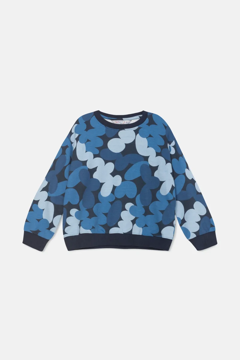 Sudadera unisex de felpa con estampado abstracto azul - Imagen 3