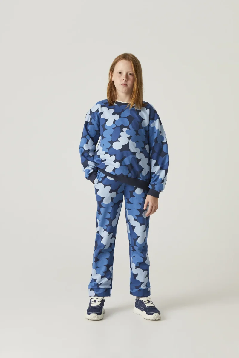 Sudadera unisex de felpa con estampado abstracto azul - Imagen 2