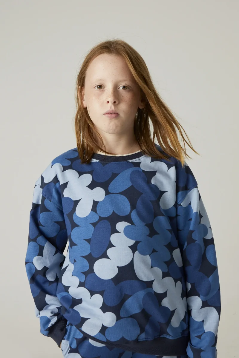 Sudadera unisex de felpa con estampado abstracto azul - Imagen 5