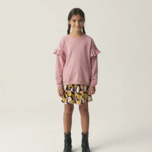 Sudadera oversize unisex con volantes rosa
