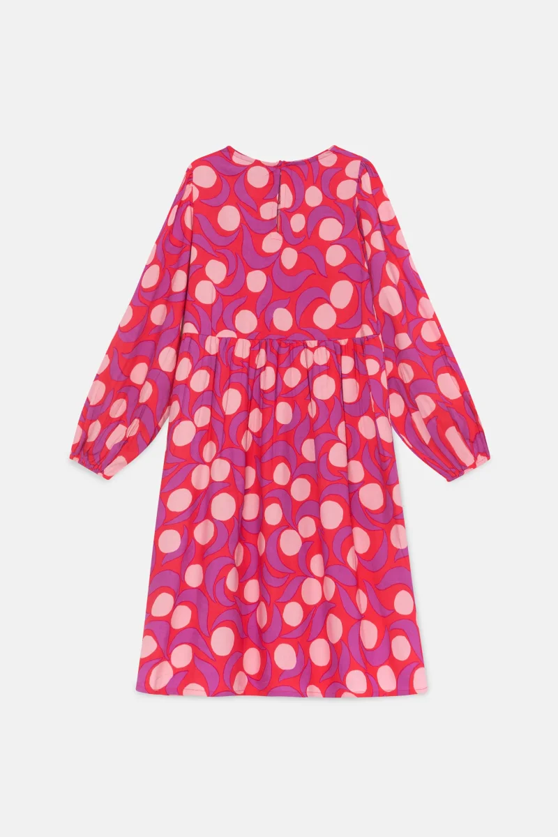 Vestido midi de niña con volante y estampado fantasía rosa - Imagen 9