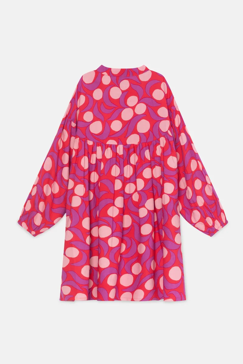 Vestido corto camisero de niña con estampado fantasía rosa - Imagen 6