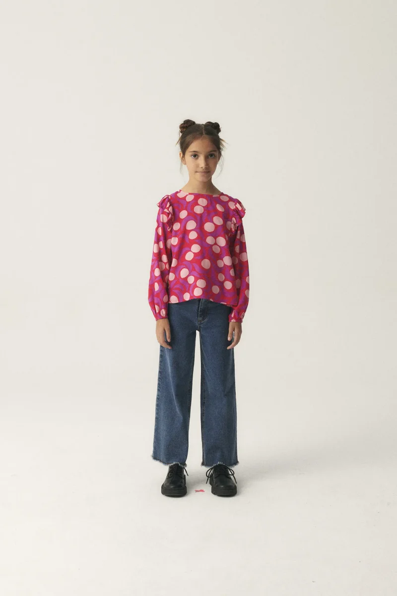 Top de niña con volantes y estampado fantasía rosa - Imagen 2
