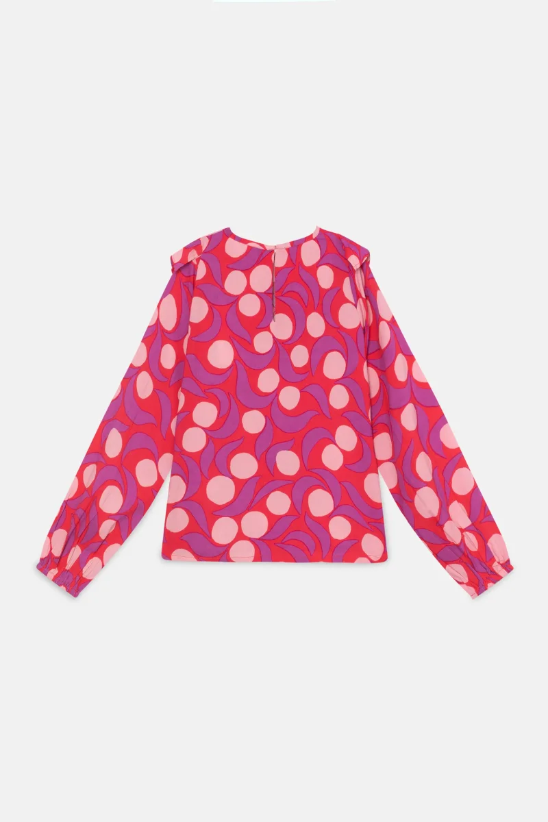 Top de niña con volantes y estampado fantasía rosa - Imagen 6