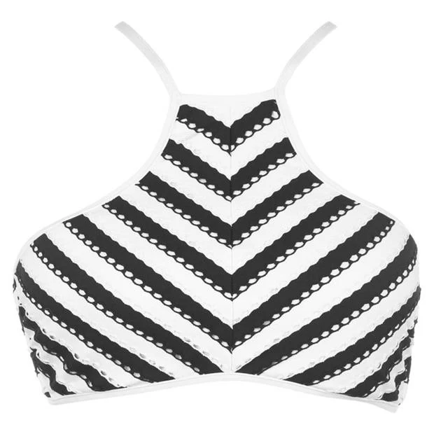 Seafolly Tankini Tank Top Bikini Black & White Coast To Coast With High Neck - Imagen 4