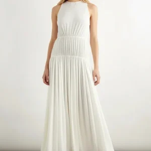 Alaïa White Gathered Jersey Maxi Dress
