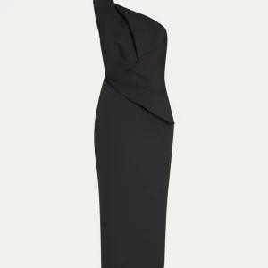 RACHEL GILBERT Black Luna One Shoulder Midi Dress