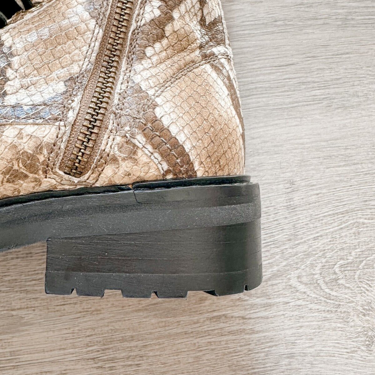ALLSAINTS Combat Snake Print Lace Zip Chunky Heel Ankle Donita Boots - Imagen 9