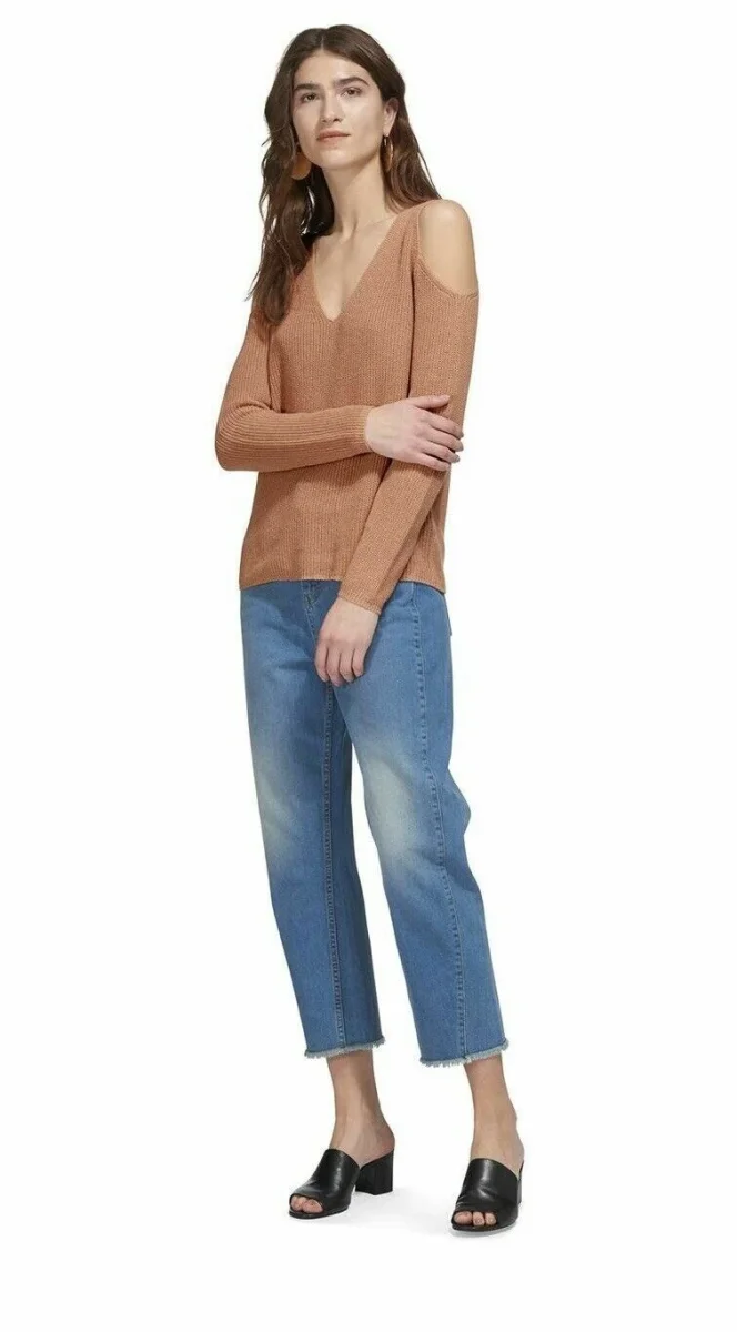 Whistles V Neck Cold Shoulder Knit Sweater Jumper - Imagen 2