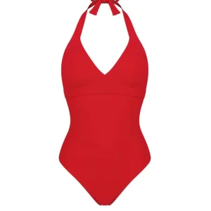 Pain De Sucre Red V-Neck Sports Bra Swimsuit in Laam