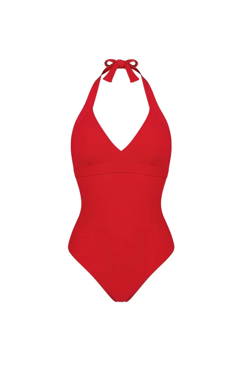 Pain De Sucre Red V-Neck Sports Bra Swimsuit in Laam - Imagen 2