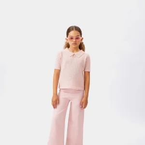 Jersey de niña cuello polo rosa
