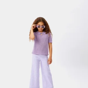 Jersey de niña cuello polo lila