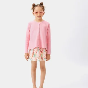 Cárdigan de niña evasé rosa