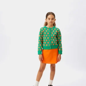 Cárdigan de niña corazones verde