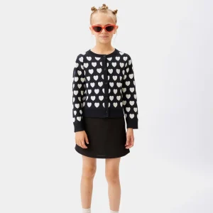 Cárdigan de niña corazones negro