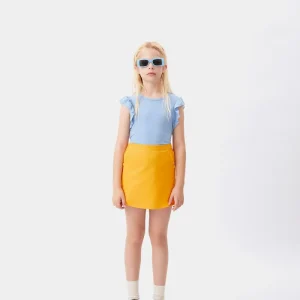 Top de niña con volantes azul