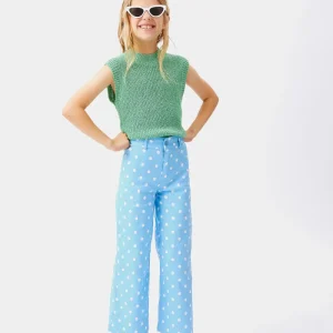 Jeans de niña lunares azul