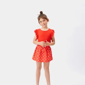 Top de niña con volantes rojo