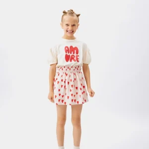 Falda corta de niña estampado corazones