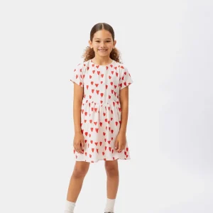 Vestido corto de niña estampado corazones