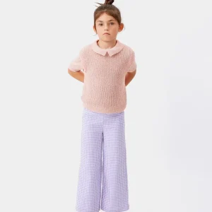 Pantalón de niña cuadros vichy lila