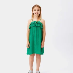 Vestido corto de niña volantes verde