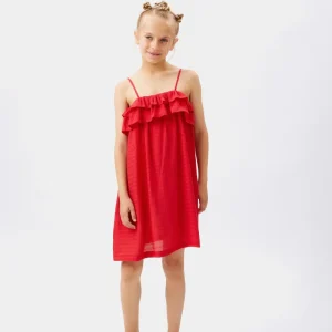 Vestido corto de niña volantes rojo