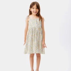 Vestido corto de niña jacquard de flores