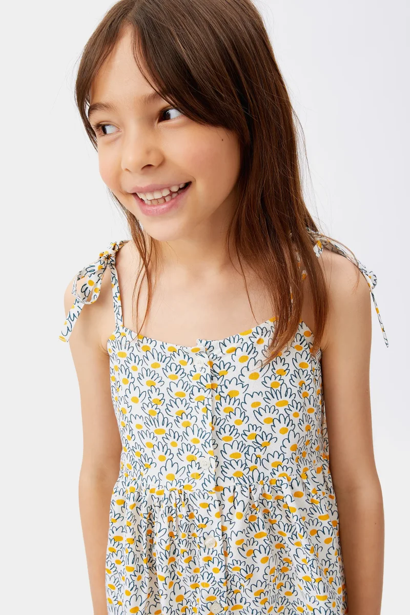 Vestido corto de niña jacquard de flores - Imagen 5