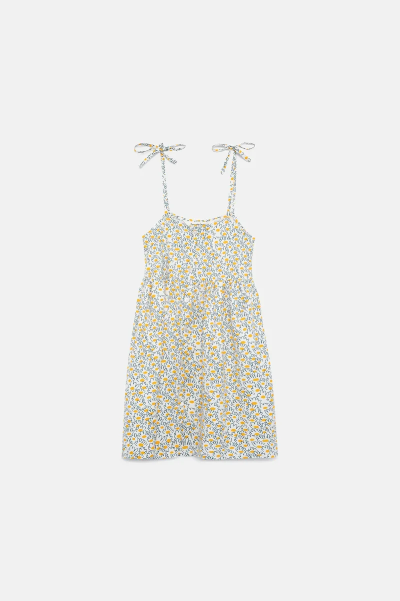 Vestido corto de niña jacquard de flores - Imagen 3