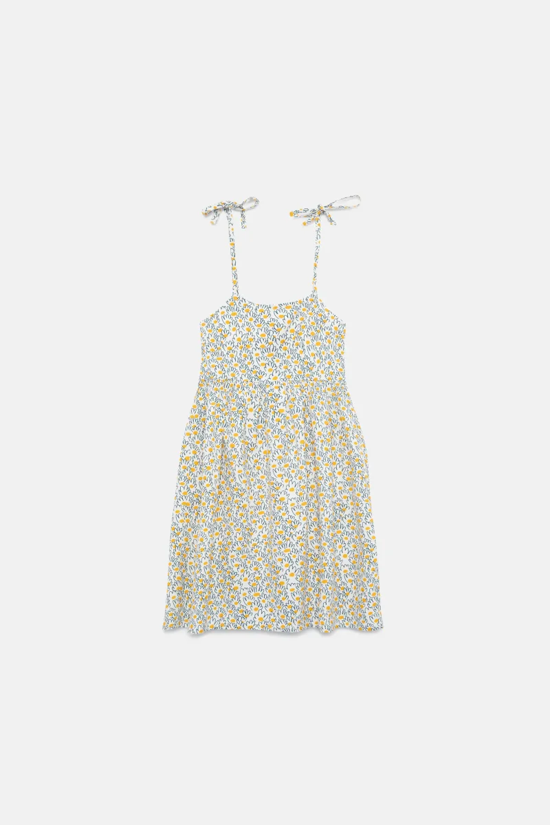 Vestido corto de niña jacquard de flores - Imagen 6