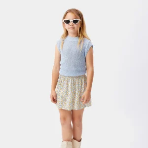 Falda corta de niña jacquard de flores