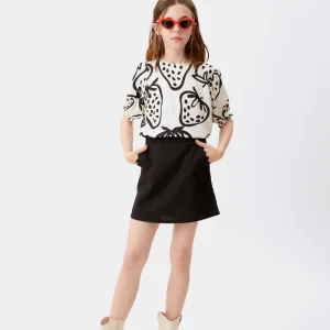 Top de niña estampado fresas blanco