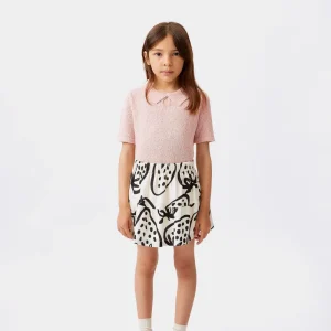 Falda corta de niña estampado fresas blanca
