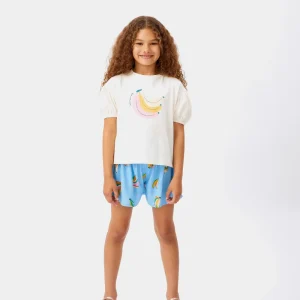Camiseta de niña print de plátanos blanca