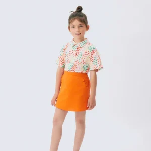Falda corta de niña naranja