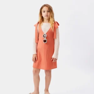 Vestido corto de niña lazada naranja