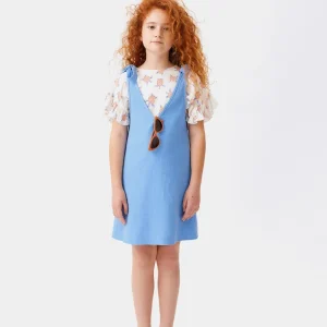 Vestido corto de niña lazada azul