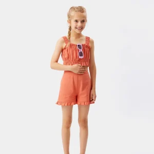 Top corto de niña tirantes naranja